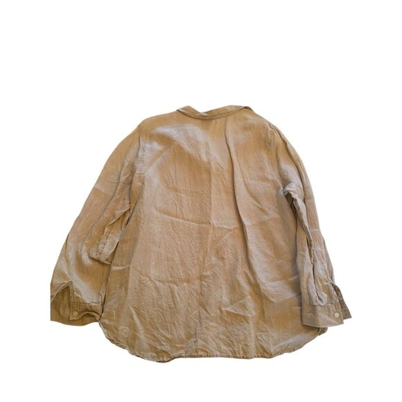 J. Jill Linen Women's Long Sleeve Button Down Shirt Large Khaki Tan - Picture 2 of 7